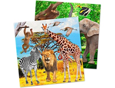 Servietten Safari-Party 20 Stk 33x33c, 2 Motive im Set