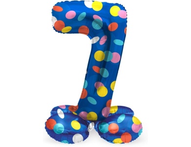 Folat Stehender Folienballon Bunte Punkte Zahl 7 - 72cm