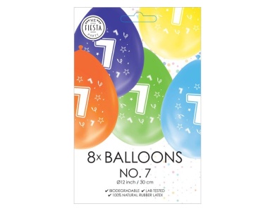 Globos Luftballons 2-seitig bedruckt Zahl 7, 8 Stk.