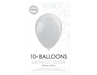 Luftballons Metallic Silber 30cm, 10Stk.