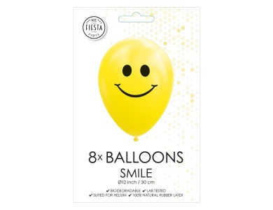 Globos Luftballons Smile Gelb 30cm, 8St.
