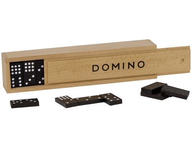 Dominospiel im Holzkasten
