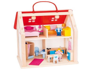 Koffer Puppenhaus mit Zubehör