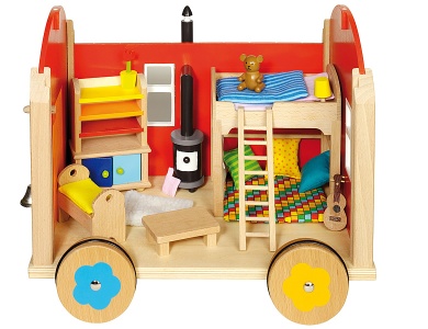 Puppenbauwagen mit Zubehör