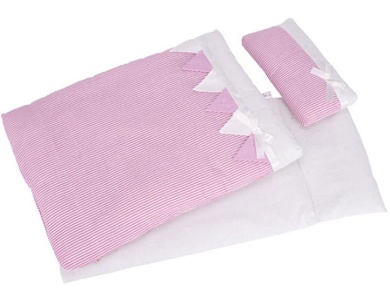 Puppenbettzeug Streifen Rosa