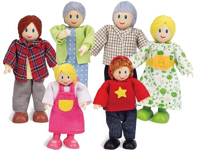 Hape Puppenfamilie helle Hautfarbe (6Teile)