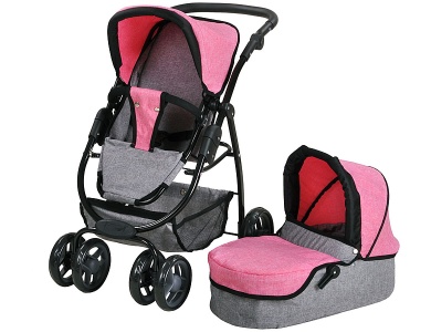Puppenwagen Coco Jeans Grau
