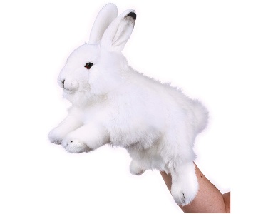 Handpuppe Schneehase