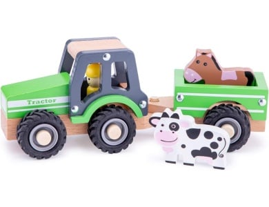 New Classic Toys Traktor mit Anhänger Grün