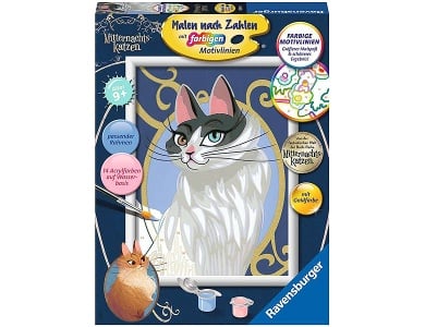 Ravensburger Malen nach Zahlen Farbige Motivlinien Mitternachts-Katzen K�nigin Quinn