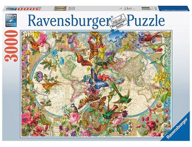 Weltkarte mit Schmetterlingen 3000Teile