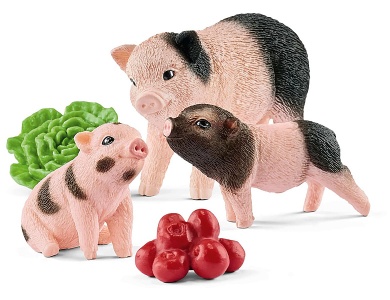 Mini-Schwein Mutter und Ferkel