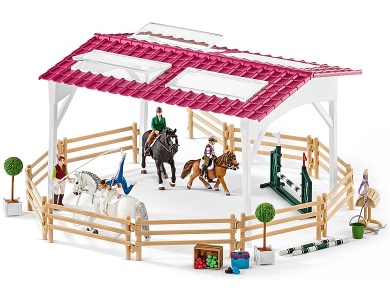 Schleich Reitschule mit Reiterinnen und Pferden