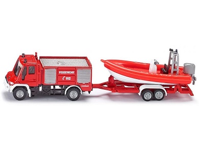 Unimog Feuerwehr mit Boot 1:87