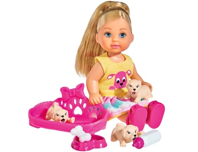 Puppe mit Hundewelpen