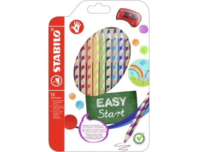 Stabilo EASYcolors Buntstifte Rechtsh�nder, 12St. + Bleistiftspitzer