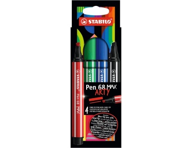 STABILO Pen 68 MAX ARTY  Filzstift mit dicker Keilspitze, 4 Farben