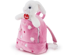 Hase in Rucksack Rosa