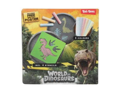 Toi-Toys World of Dinosaurs Straenkreide Dino mit Vorlagen, 10 Stck.