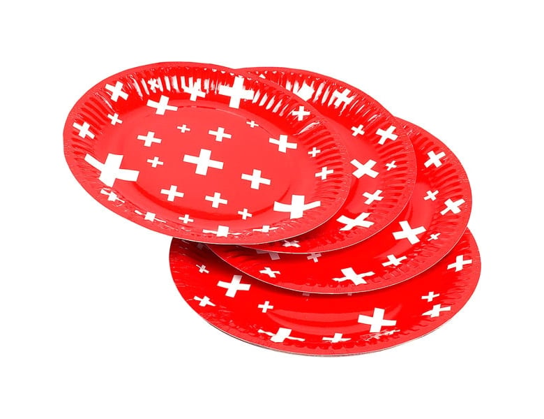 Kartonteller CH-Kreuz -  23 cm | Kindergeburtstag