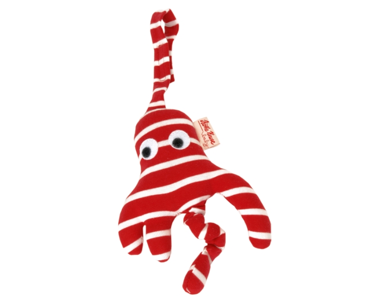 Kthe Kruse Klassik Kindersitzanhnger Octopussi Rot/Weiss | Kinderwagenketten