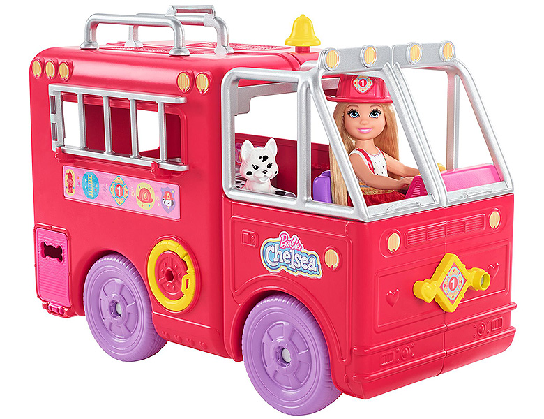 Barbie Fahrzeuge Feuerwehrauto mit Chelsea Puppe