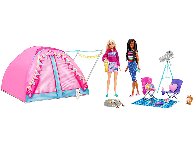 Barbie Familie & Freunde Camping Zelt mit 2 Puppen & Zubehör