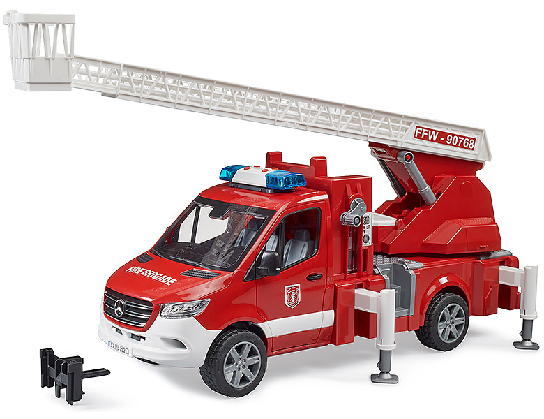 Feuerwehrauto Drehleiter Licht Sound Spritzt Wasser Spielzeug Einsatzfahrzeug 