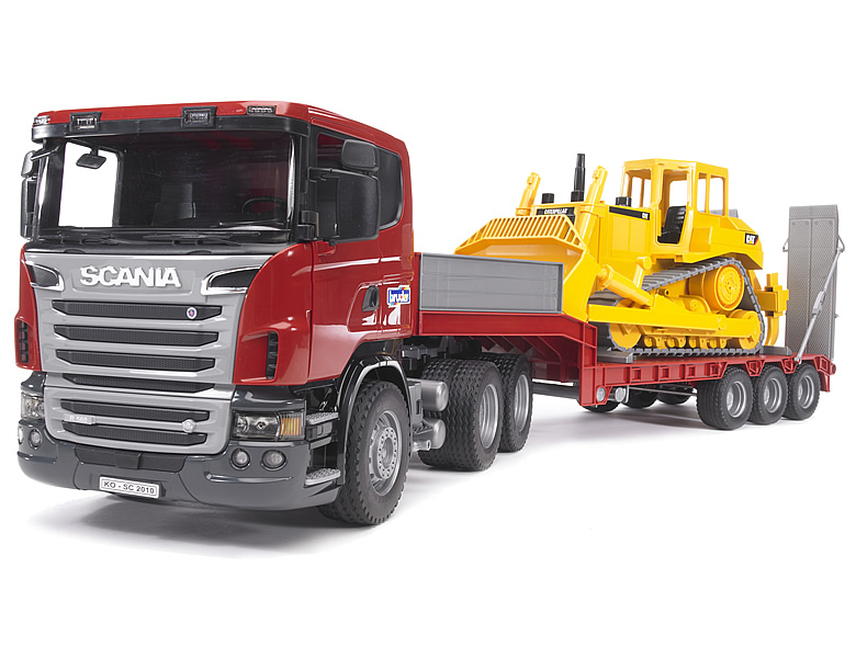 Bruder Scania R560 LKW mit Tieflader