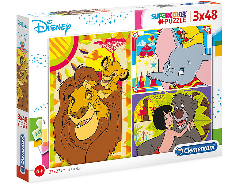 Clementoni Puzzle Supercolor Disney Classic 3x48 MehrfachPuzzle