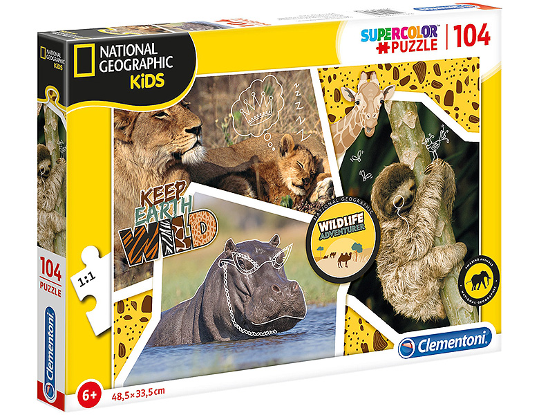 Clementoni Puzzle Supercolor National Geographic Wildlife Abenteuer 104Teile