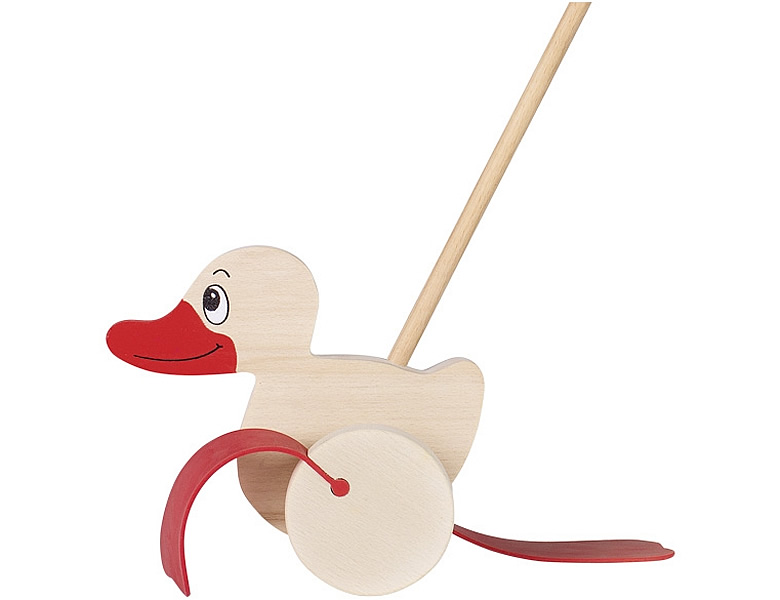 Schiebetier Teufelchen-Ente aus Holz von goki Holzspielzeug Schiebespielzeug 