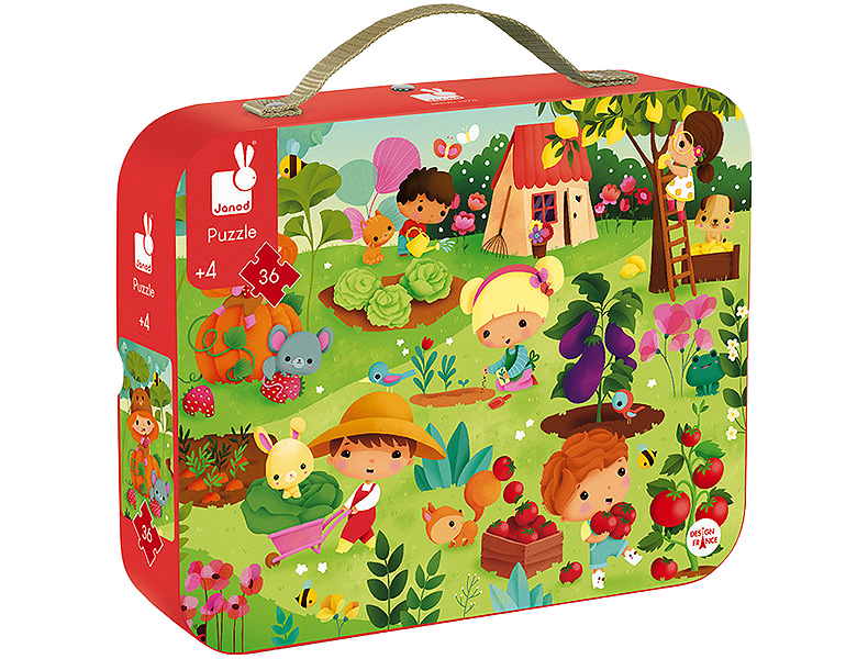 Janod Puzzle Mein Garten im Koffer 36XXL | Puzzles XXL-Teile