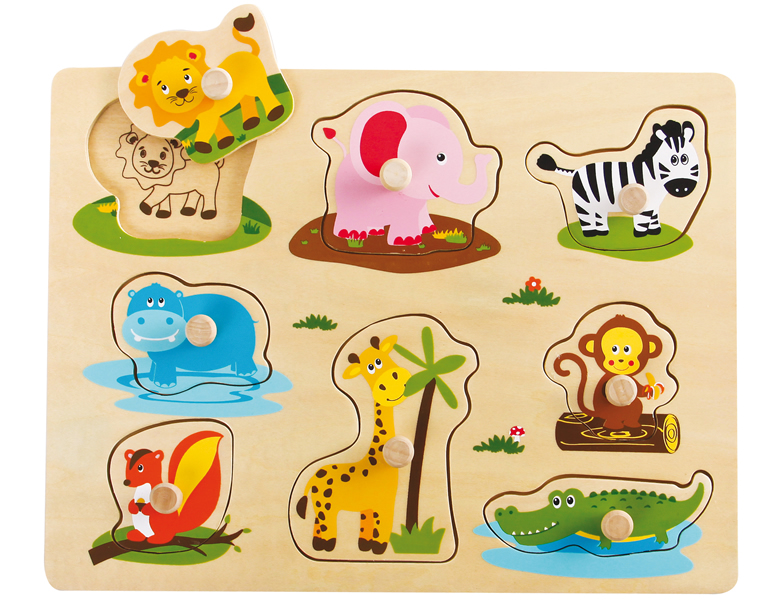 spielba Holzpuzzle Wildtiere mit Griffli