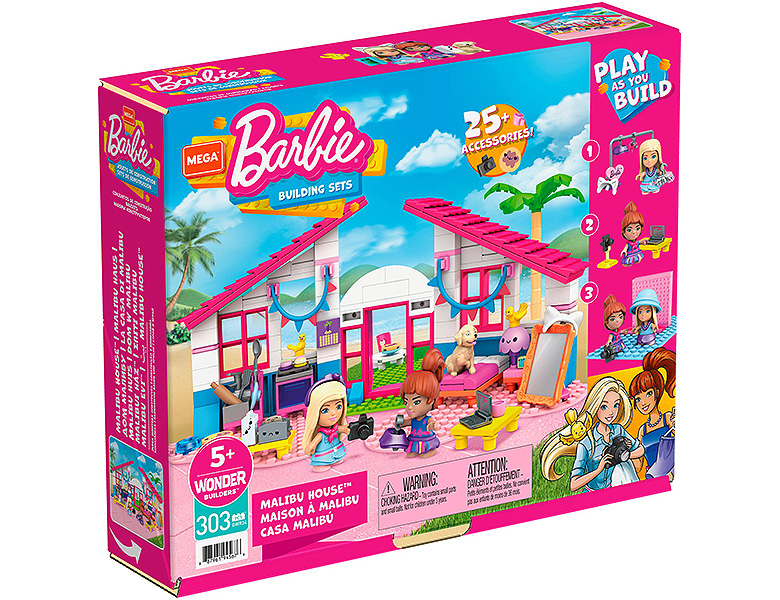 Bauspielzeug für Kinder Bauset mit 303 Bausteinen MEGA Construx GWR34 Barbie Malibu Villa ab 5 Jahren