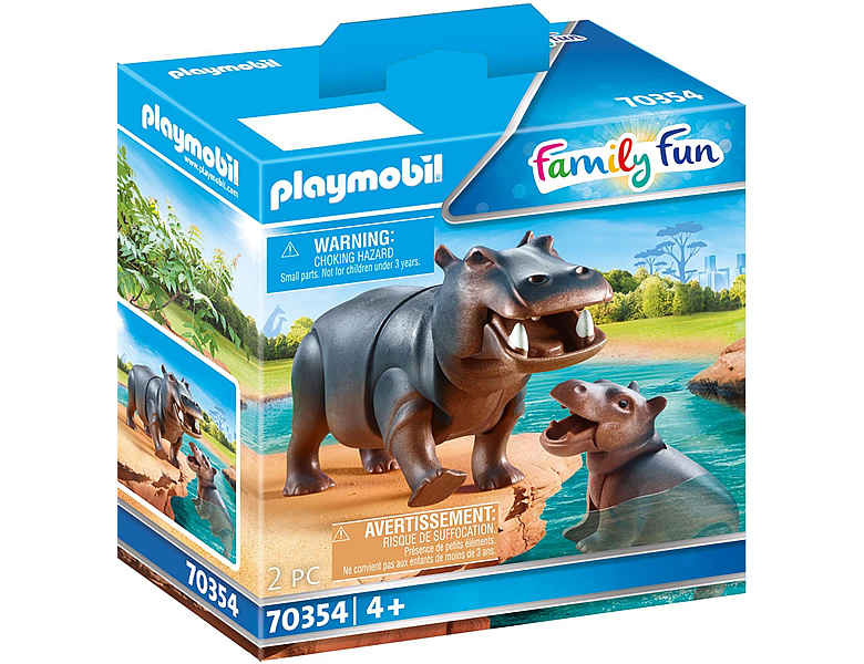 PLAYMOBIL FamilyFun Zoo Flusspferd mit Baby 70354