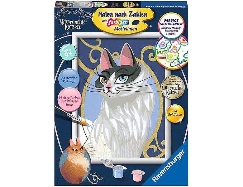 Ravensburger Malen nach Zahlen Farbige Motivlinien Mitternachts-Katzen K�nigin Quinn