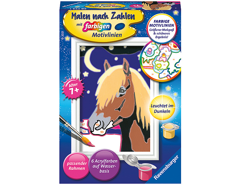 Ravensburger Malen nach Zahlen Farbige Motivlinien Treues Pferd