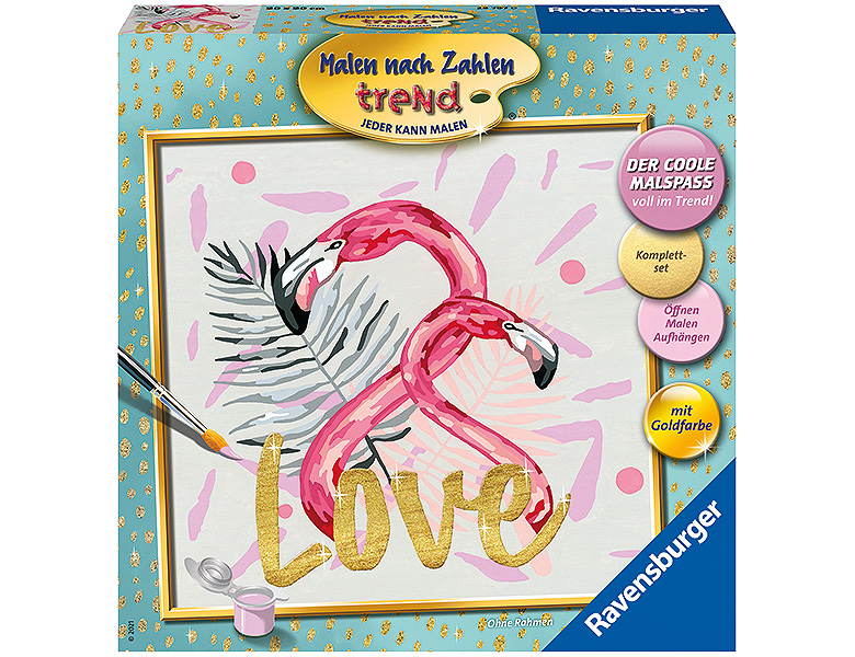 f/ür Kinder ab 7 Jahren Liebenswerte Flamingos Ravensburger Malen nach Zahlen 28782