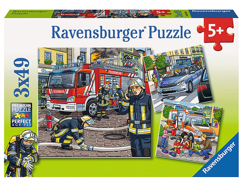 Ravensburger Puzzle Feuerwehreinsatz 3x49  Mehrfach-Puzzle