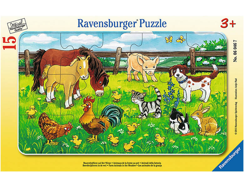 Ravensburger Rahmenpuzzle Bauernhoftiere auf der Wiese 15Teile
