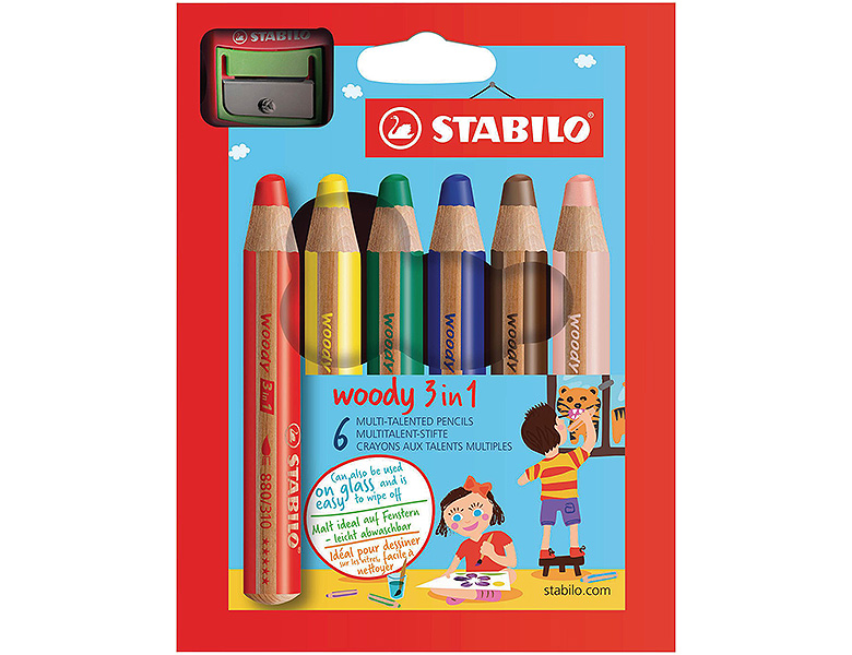 Stabilo Farbstifte 3in1 Malstift 6Teile | Farbe & Kreide