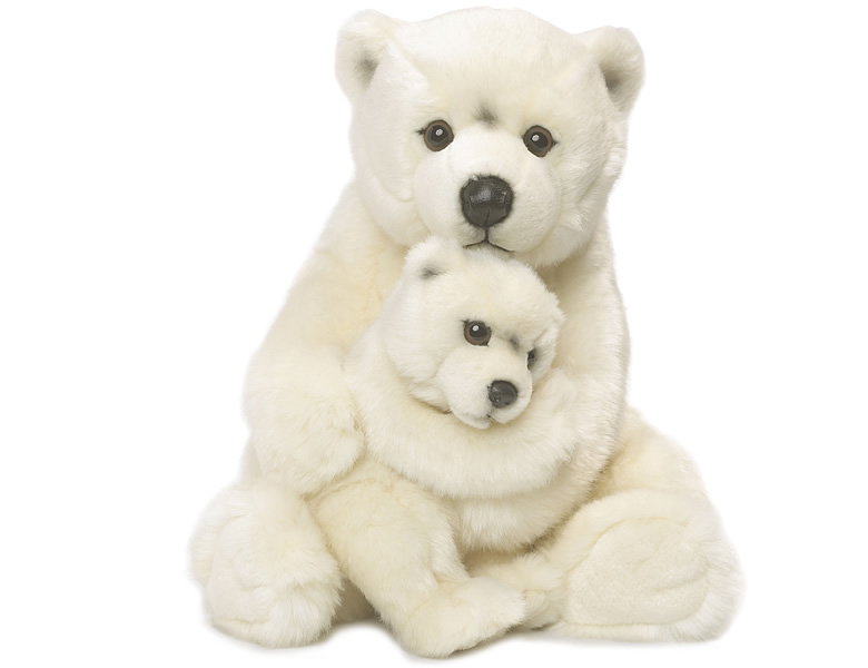 WWF Plüsch Eisbär mit Baby 28cm | Bären Plüsch